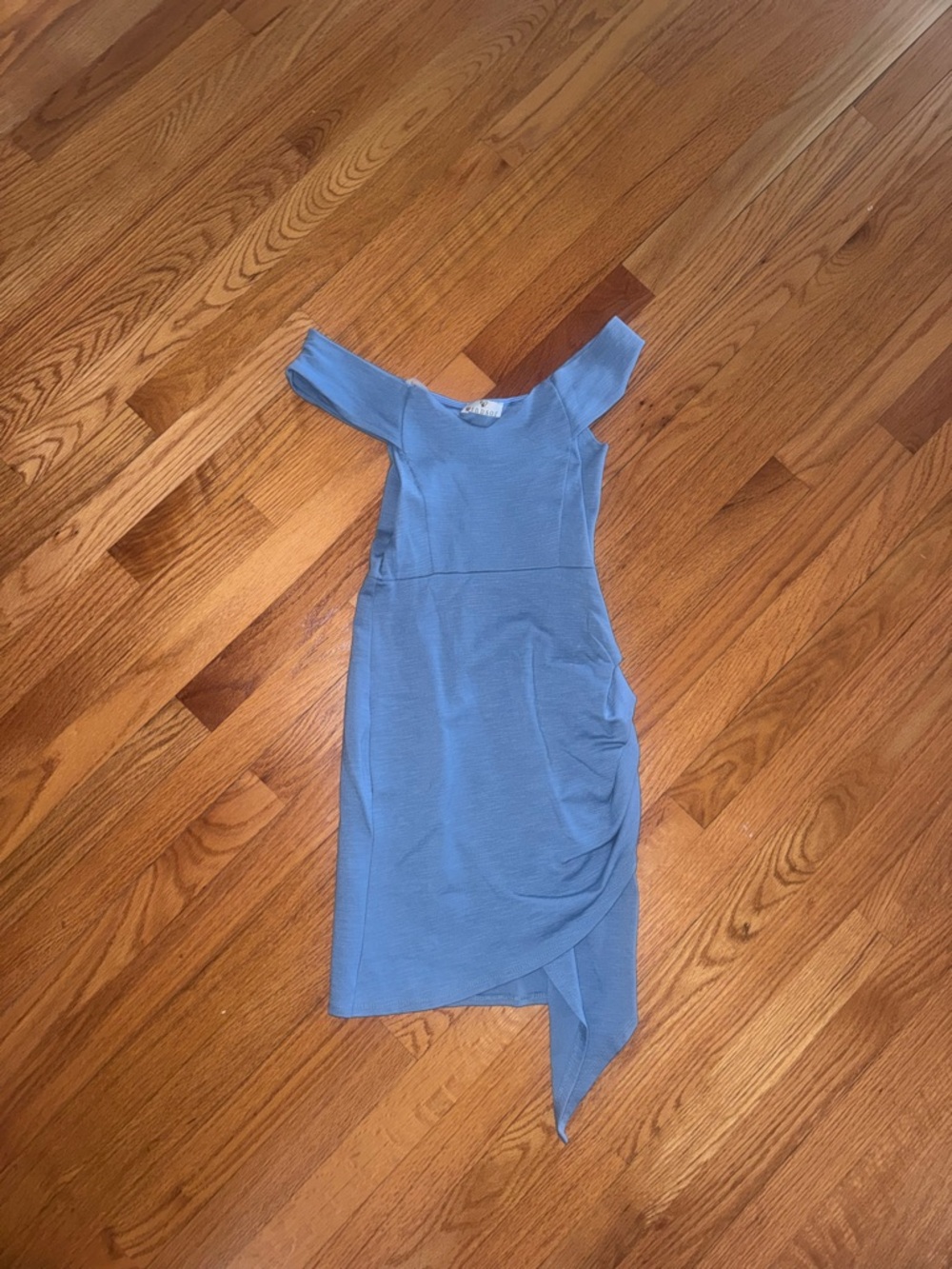 Windsor Light Blue Off-Shoulder Asymmetric Sheath Dress